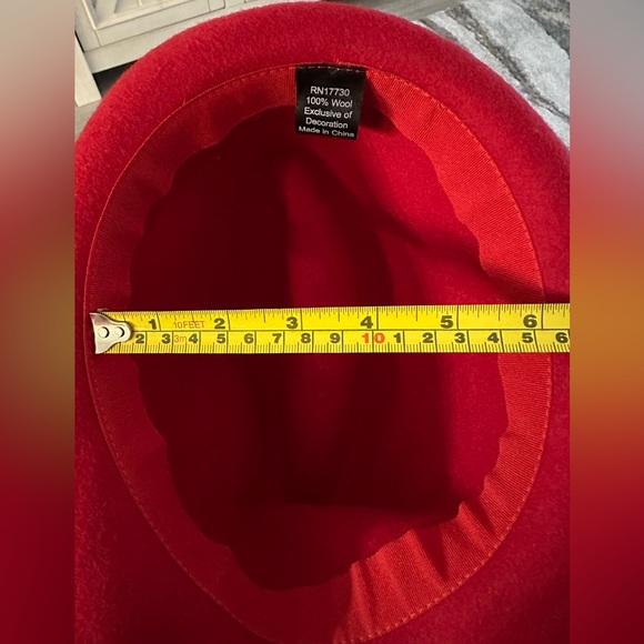 Red Fedora Hat W/Textured Hat Band - Picture 10 of 13